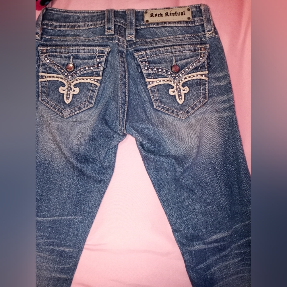 Rock revival bling skinny jeans size 26 - Picture 2 of 5